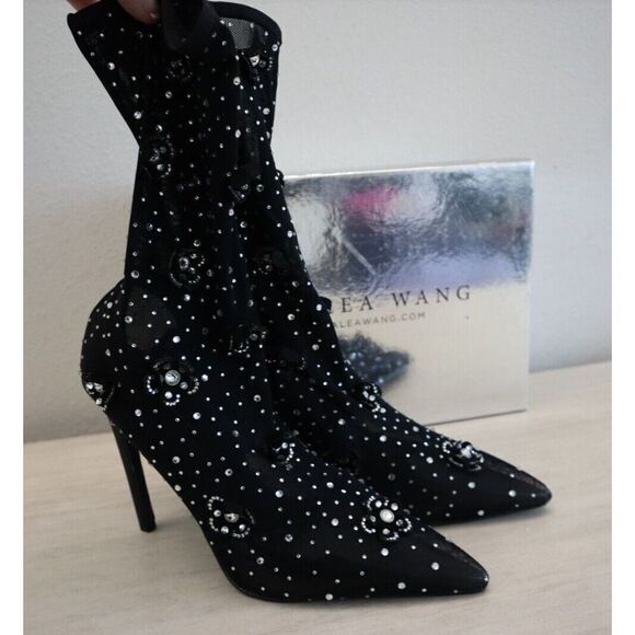 Azalea Wang Women's Sz 7 Black Marlowe Embellished Pointed Toe Bootie - Picture 1 of 13